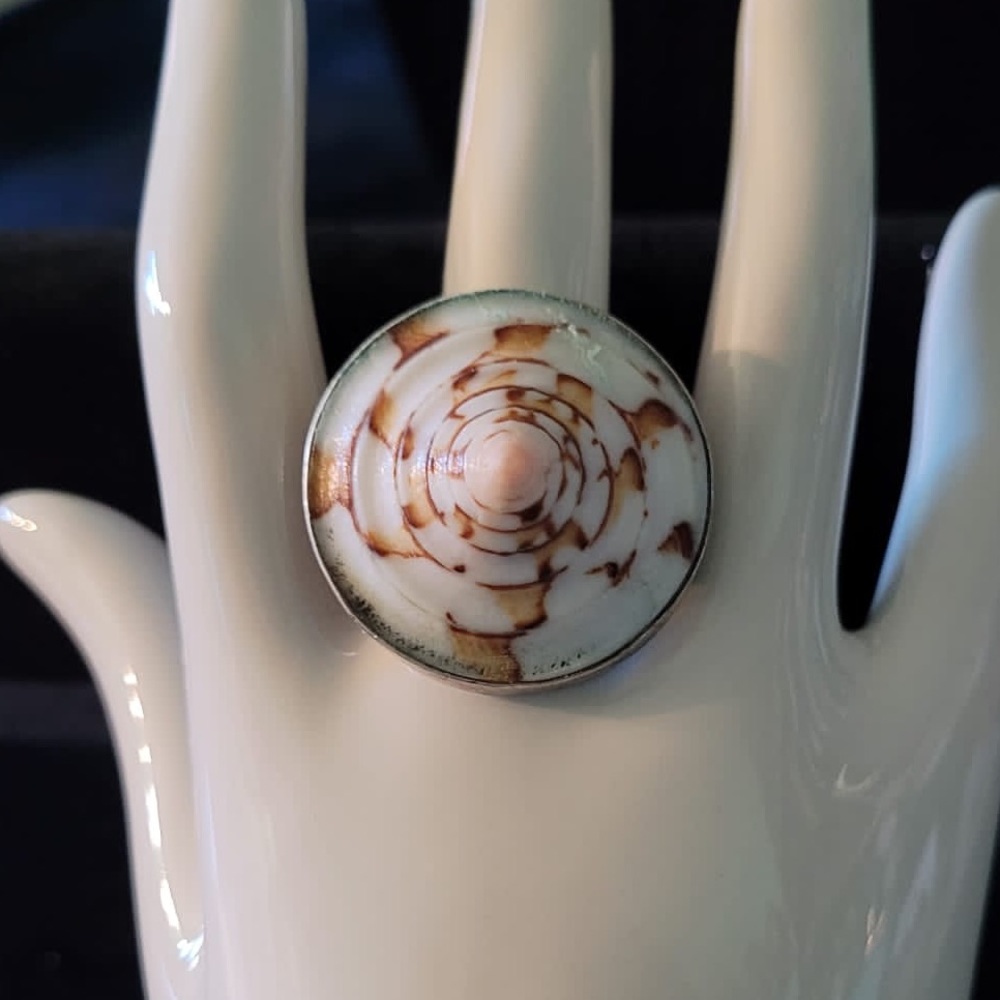 Shell ring snail band sterling silver